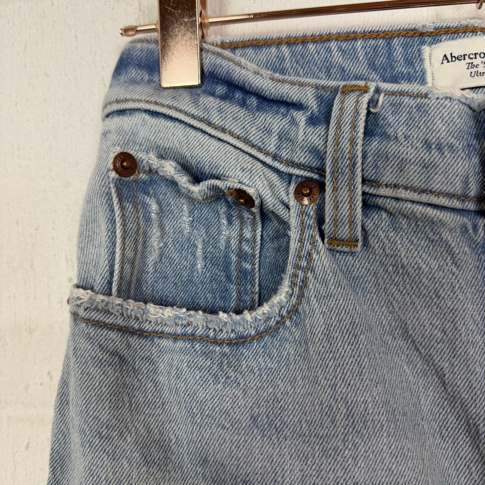 Abercrombie Fitch 90s Straight Ultra High Rise Women's Jeans Split Hem 24/00s - Picture 4 of 16